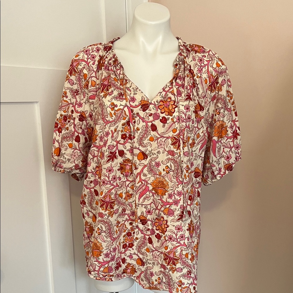 Knox Rose Pink and Orange Floral Blouse